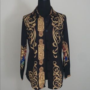 Black and gold button down blouse